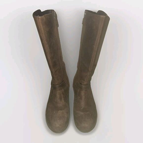 KEEN Leather Boots Womens Size 8 Scots Tall Wedge 1013740 Brown Zip $180 - Picture 2 of 9